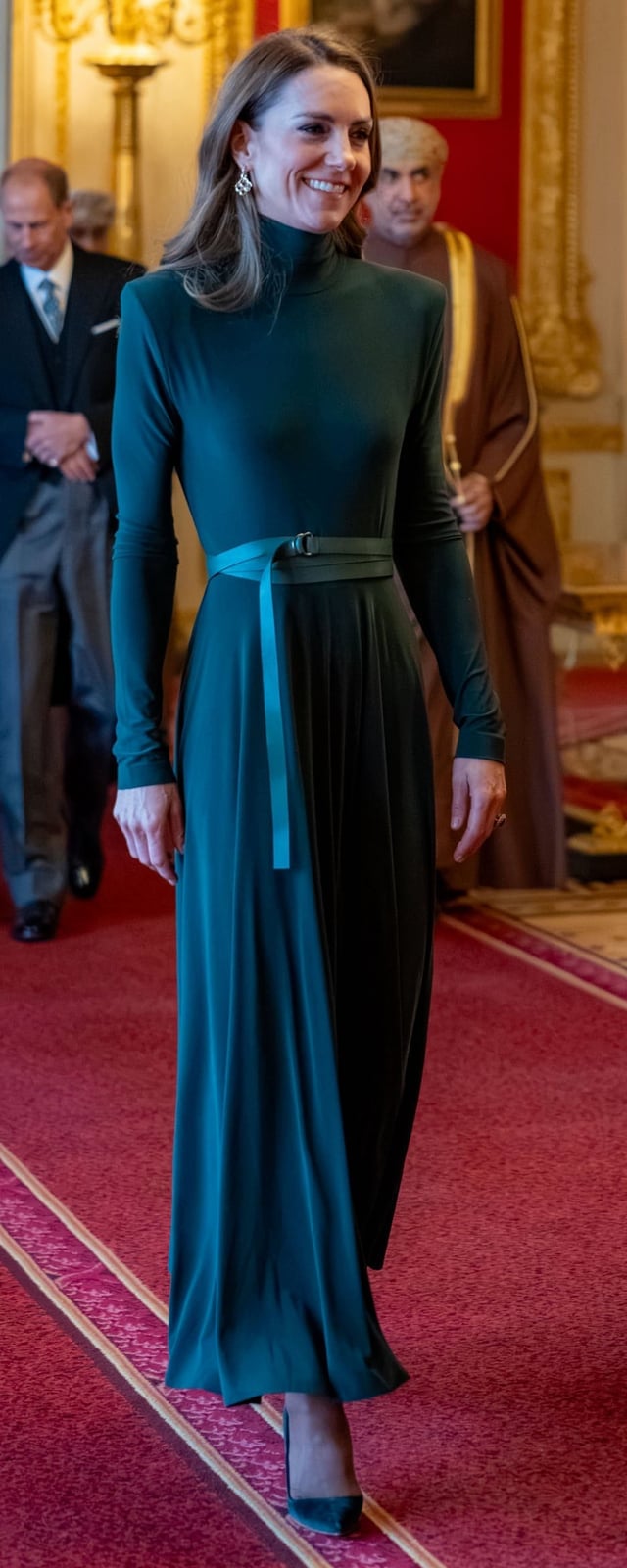 Deep Teal High-Neck Dress with A-Line Skirt — Aesthetic Queen Dress