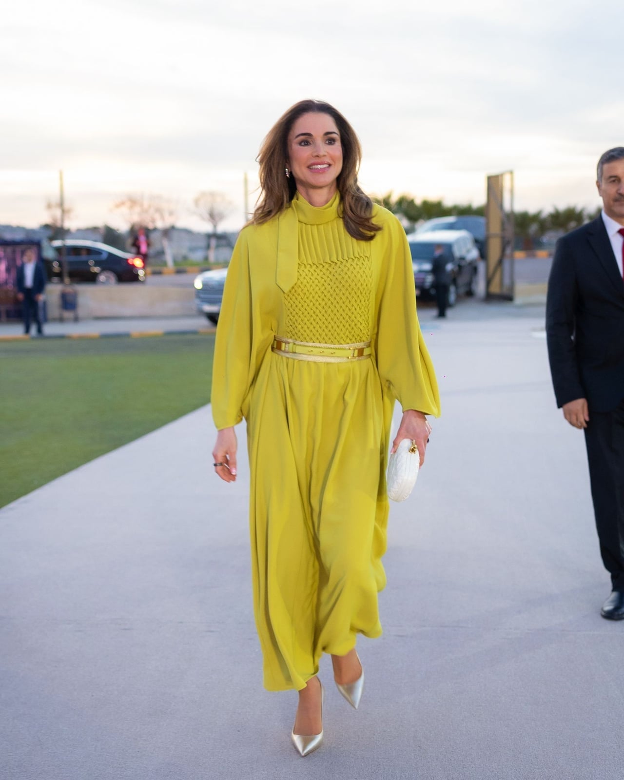 Lime Green Textured Dress with High Neckline and Flowing Skirt — Aesthetic Queen Dress