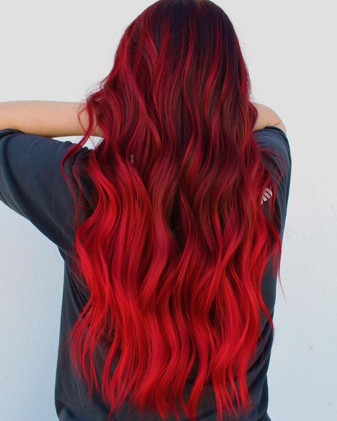 Dark Red With Bright Red Ombre — Aesthetic Red Hair