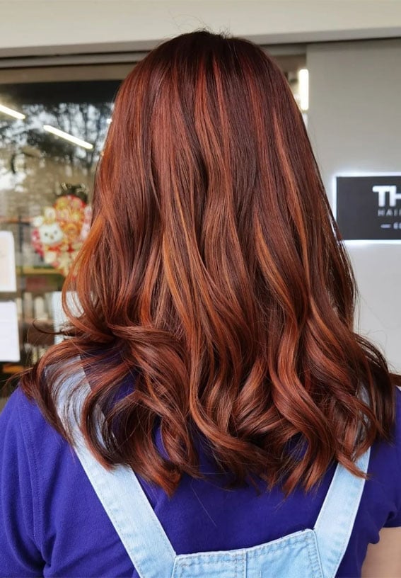 Rich Auburn Red Loose Waves — Aesthetic Red Hair