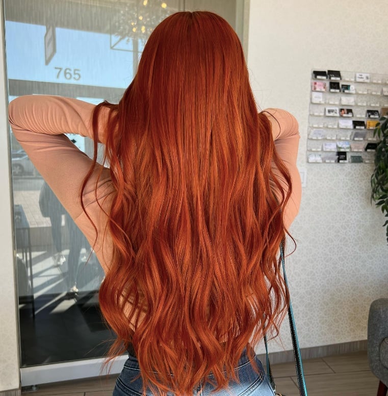 Vibrant Copper Red Loose Waves — Aesthetic Red Hair