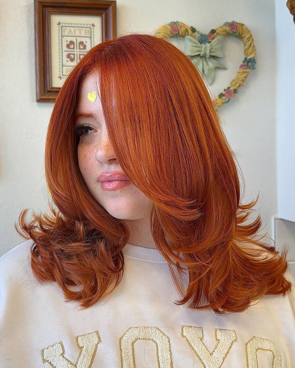 Collarbone Layers With Curtain Bangs — Aesthetic Red Hair