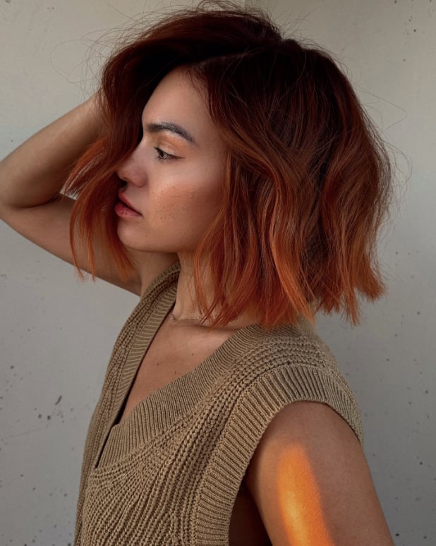 Fiery Red Chin Length Bob — Aesthetic Red Hair