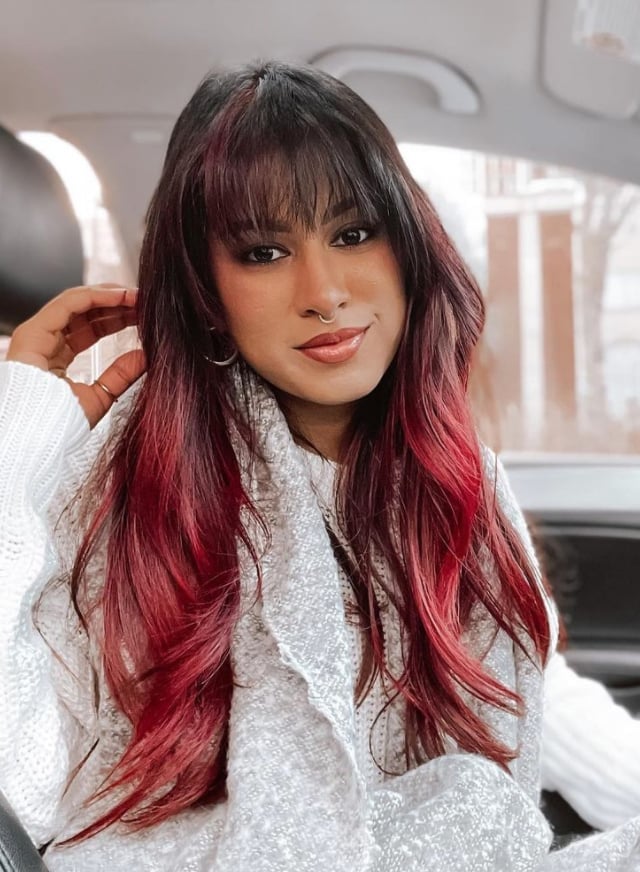 Spicy Red Balayage Waves — Aesthetic Red Hair