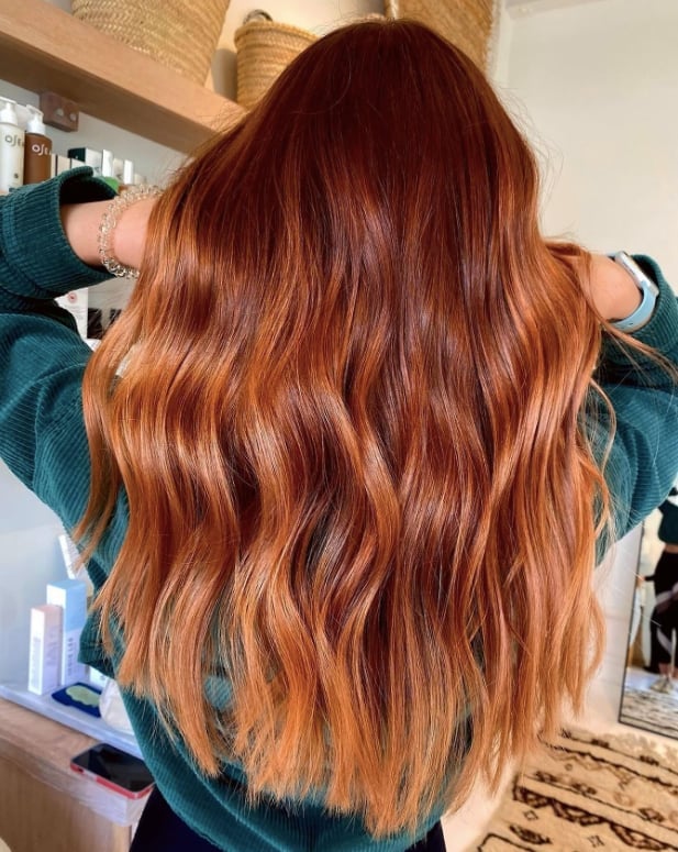 Copper Red Balayage Transition — Aesthetic Red Hair