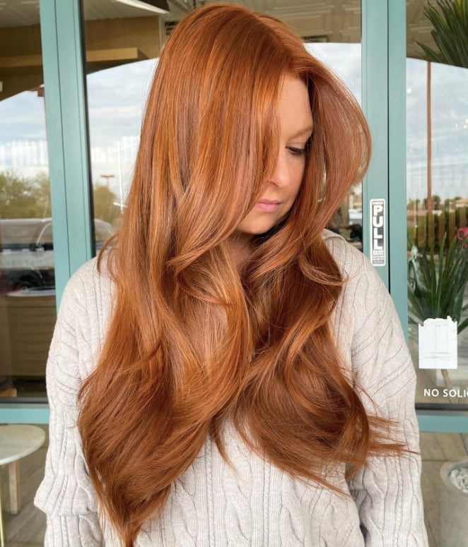 Spicy Red Balayage Blowout — Aesthetic Red Hair