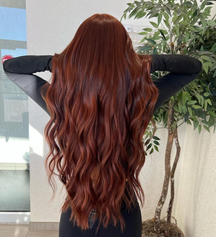 Deep Red With Subtle Balayage — Aesthetic Red Hair