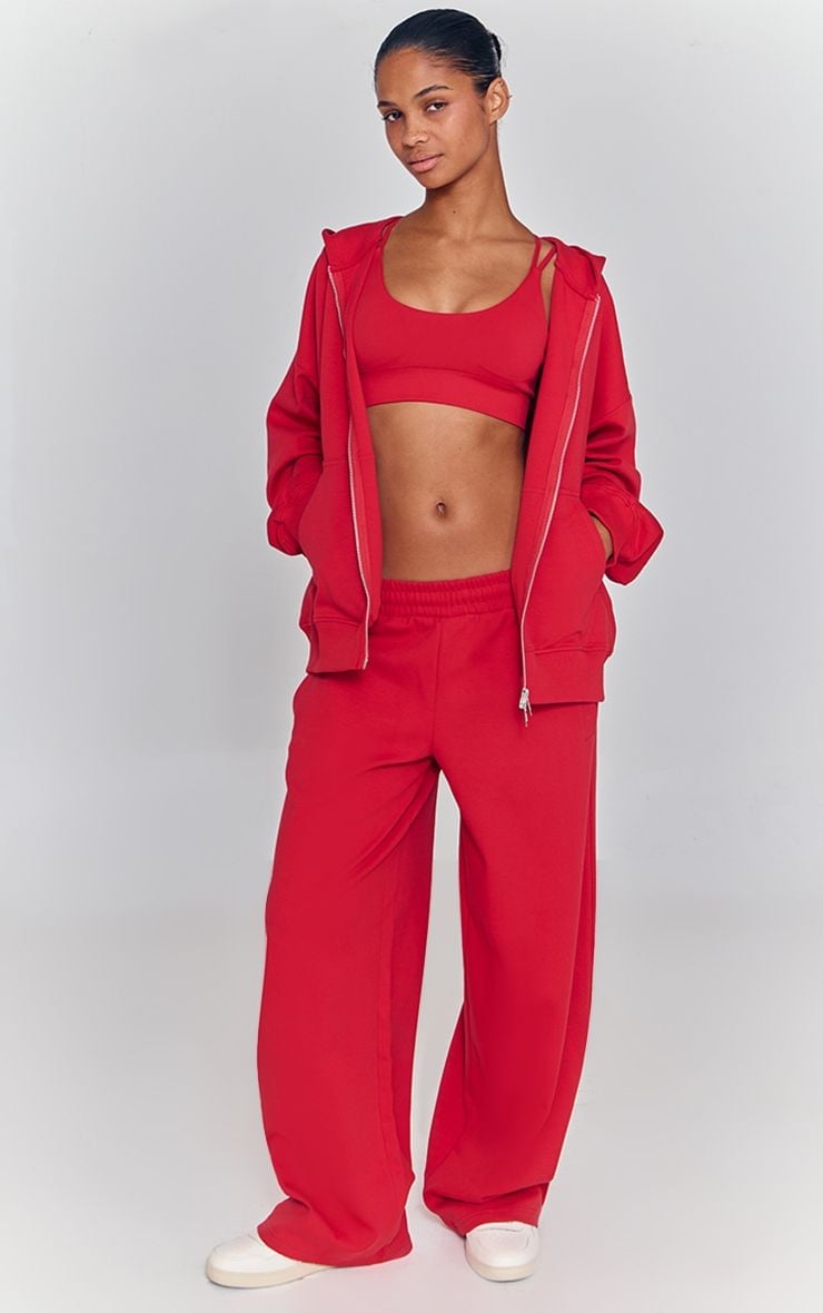 Monochromatic Red Athleisure Set — Aesthetic Red Sweatpants Outfit