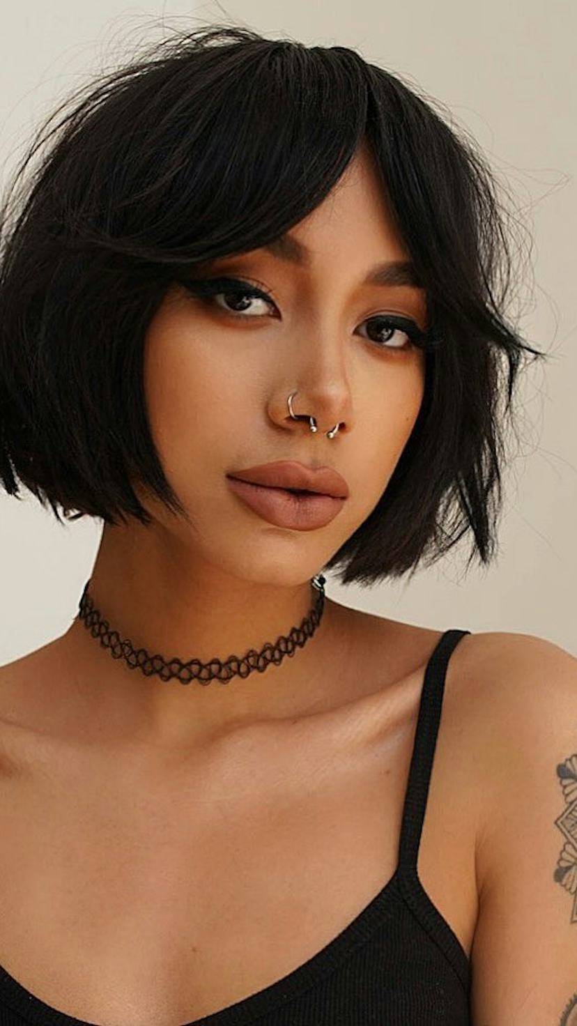 Chin Length Shaggy Bob Wispy Bangs — Aesthetic Short Hair Bob