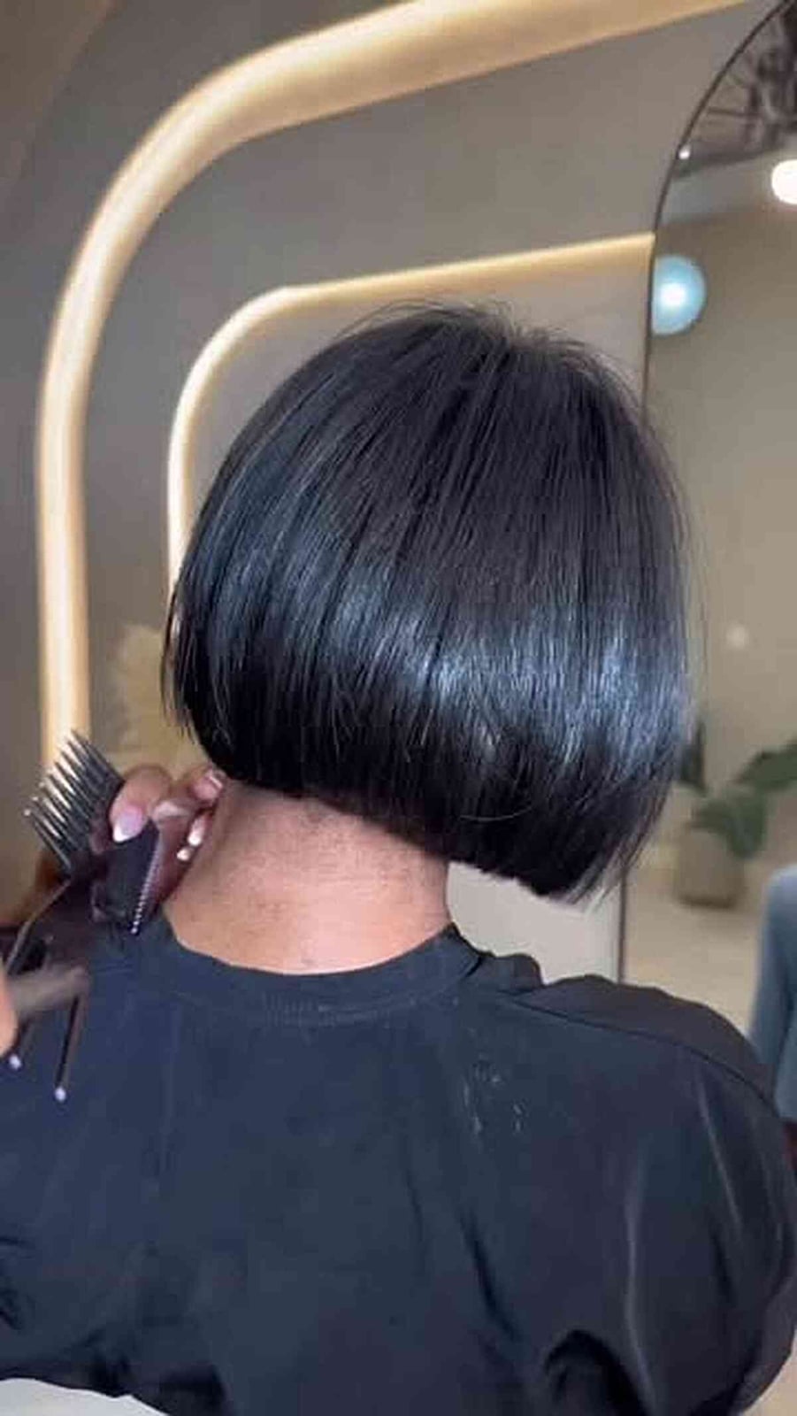 Sleek Black Bob Cut To Nape — Aesthetic Short Hair Bob