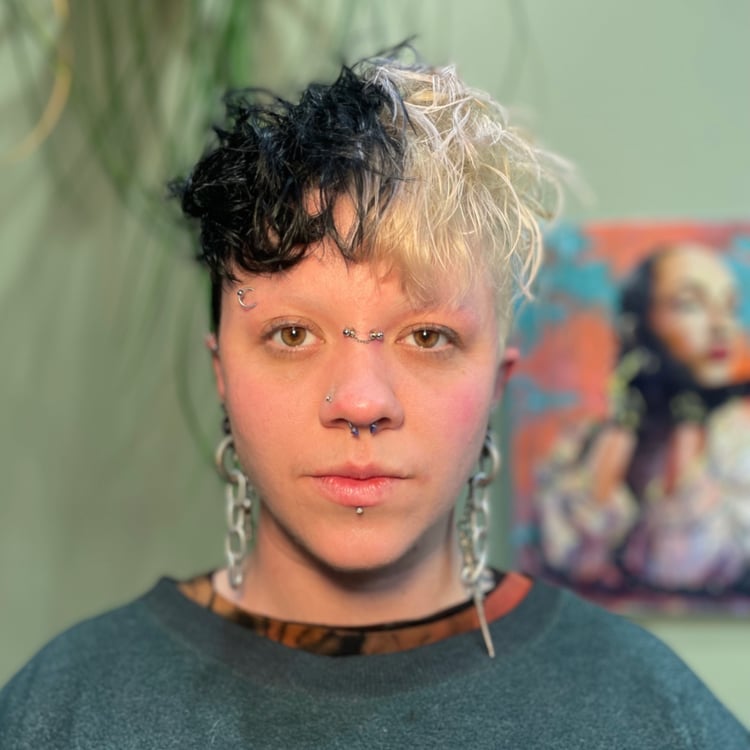 Short Choppy Split Dye Black And Blonde — Aesthetic Split Dye Hair