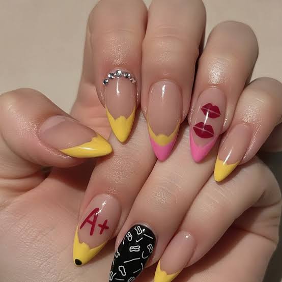 Long Stiletto Nude French With Mixed Tips Long Stiletto Nude French With Mixed Tips — Aesthetic University Nails