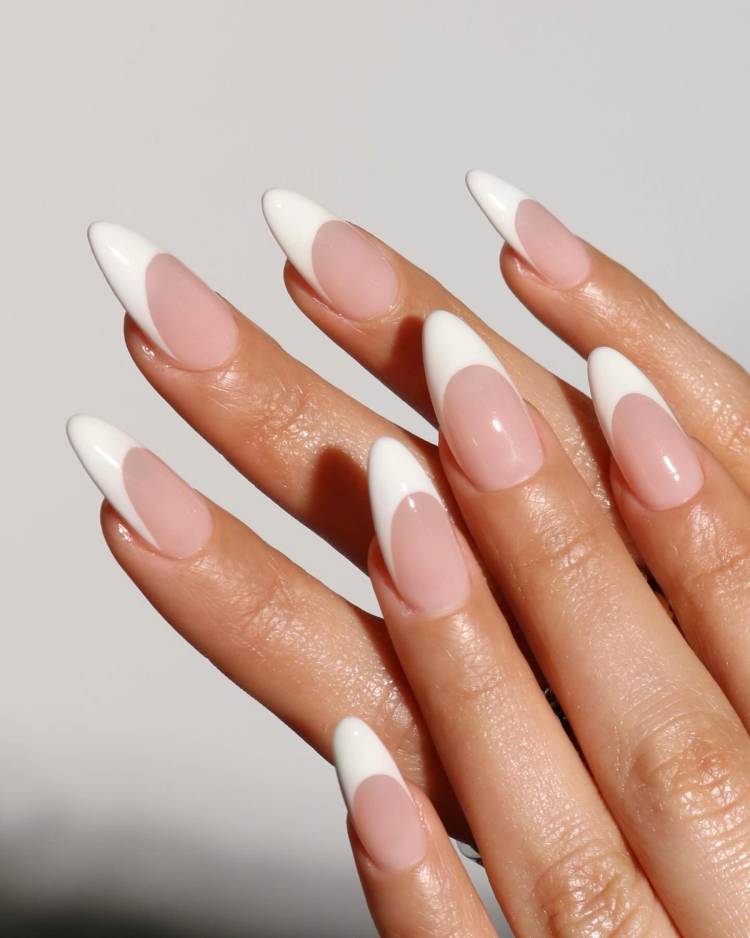 Long Almond Sheer Pink Opaque White French Long Almond Sheer Pink Opaque White French — Aesthetic University Nails