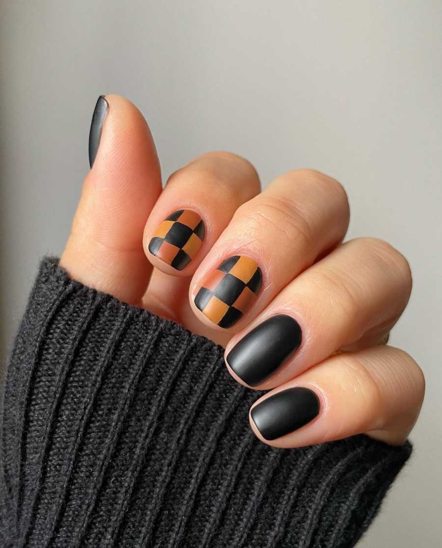Medium Short Square Matte Checkerboard Nails Medium Short Square Matte Checkerboard Nails — Aesthetic University Nails