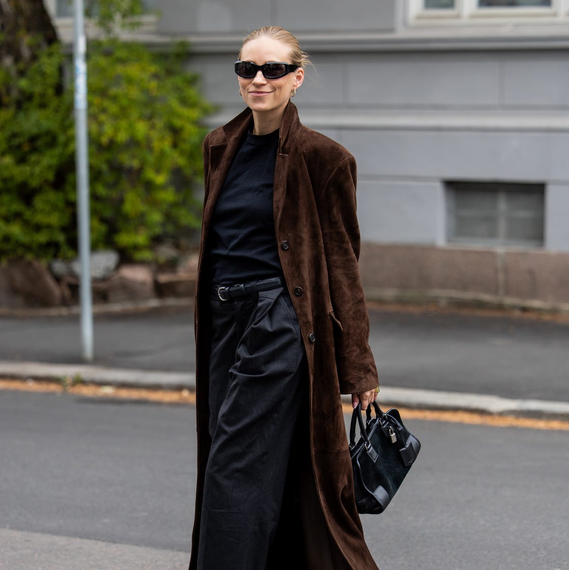 Oversized Suede Coat With Wide-Leg Trousers — Alt Style Inspiration