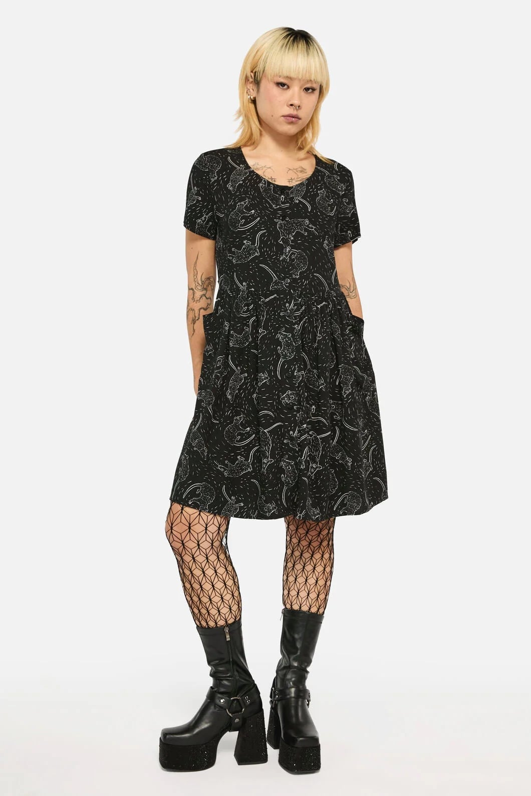 Graphic Print Dress With Platform Boots — Alt Style Inspiration