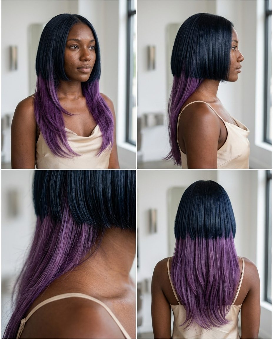 jellyfish cut with blue-black bob and amethyst violet internal layers for summer 2026