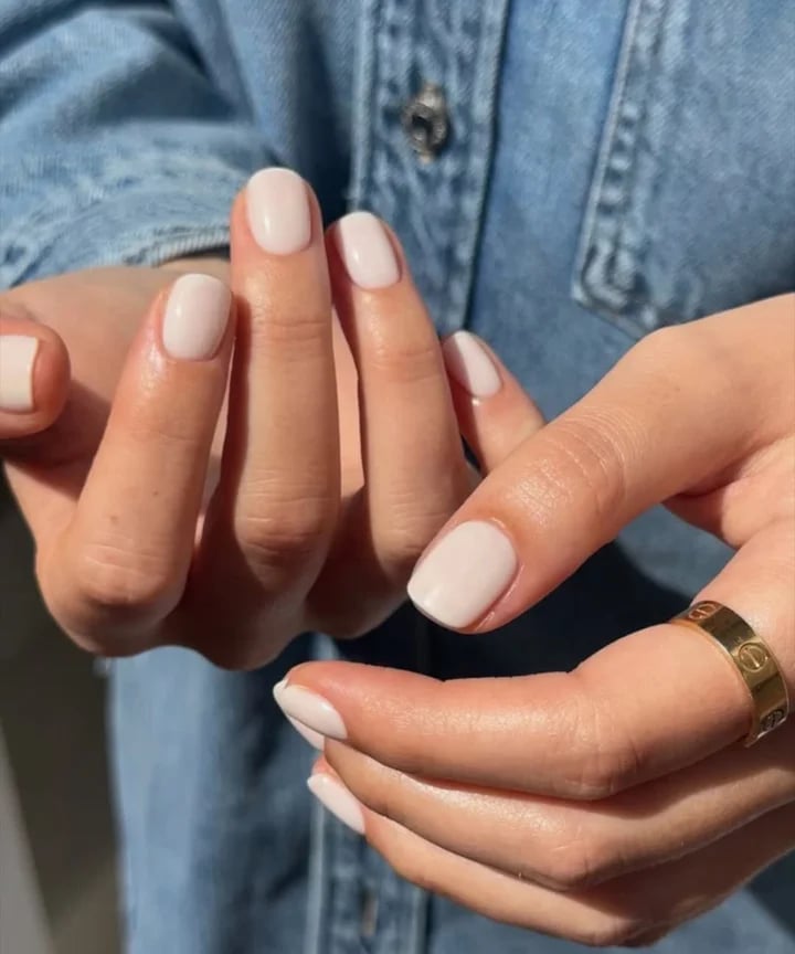 Glossy Milky White Short Square Nails Glossy Milky White Short Square Nails — Best Chic Nails