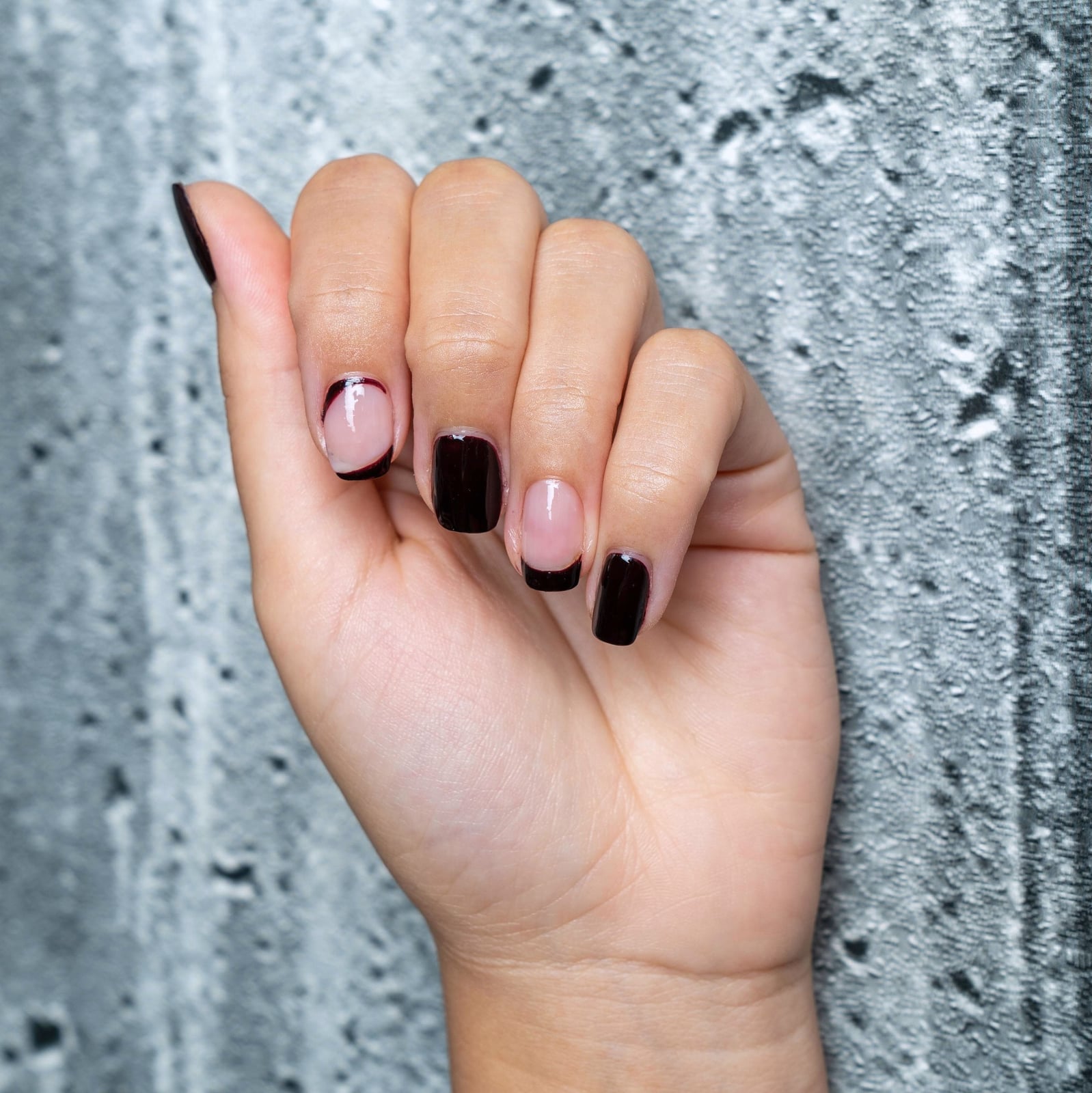 Short Square Nails with Dark Brown French Tips Short Square Nails with Dark Brown French Tips — Best Classy Nails