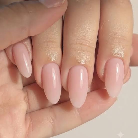 Medium Oval Nails with Milky Pink Gloss Medium Oval Nails with Milky Pink Gloss — Best Classy Nails