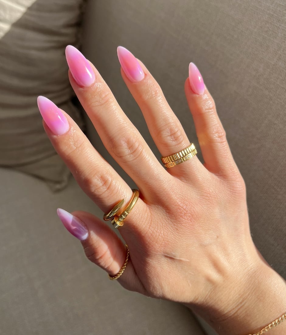 Sheer Pink to Lilac Ombre Almond Nails Sheer Pink to Lilac Ombre Almond Nails — Best Cute Almond Nails