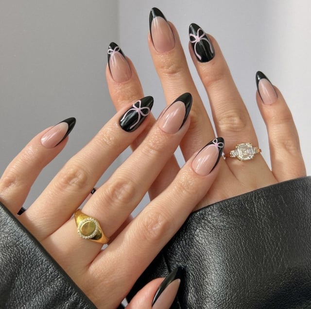 Long Square Gold Foil French Tips — Best Cute French Tip Nails