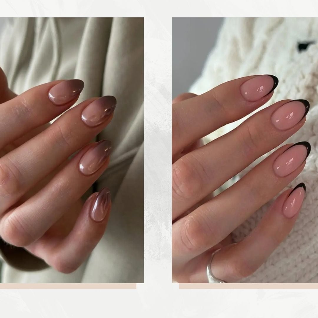 Short Squoval Rose Gold Glitter French Tips — Best Cute French Tip Nails