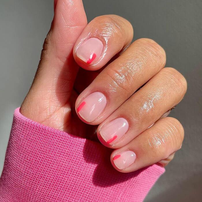 Minimalist Pink Line Art Short Oval Nails Minimalist Pink Line Art Short Oval Nails — Best Simple Short Nails