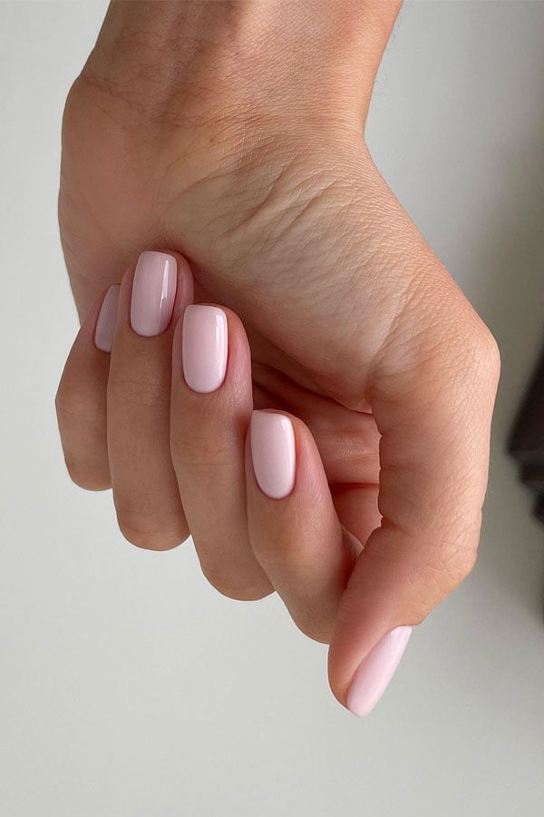 Uniform Pale Pink Glossy Short Square Nails Uniform Pale Pink Glossy Short Square Nails — Best Simple Short Nails