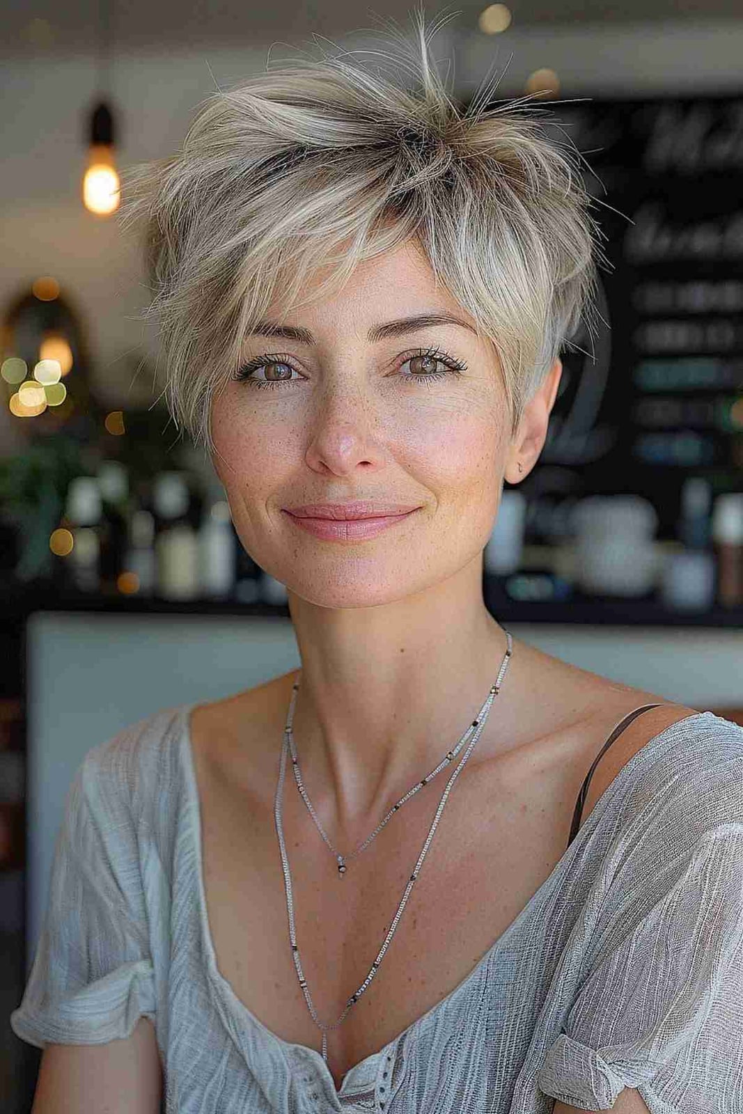 Ash Blonde Pixie With Side Swept Bangs — Best Trendy Haircuts