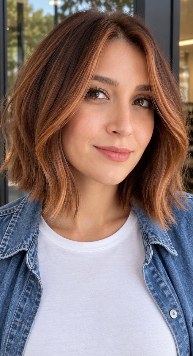 Angled Copper Bob With Money Piece — Best Trendy Haircuts
