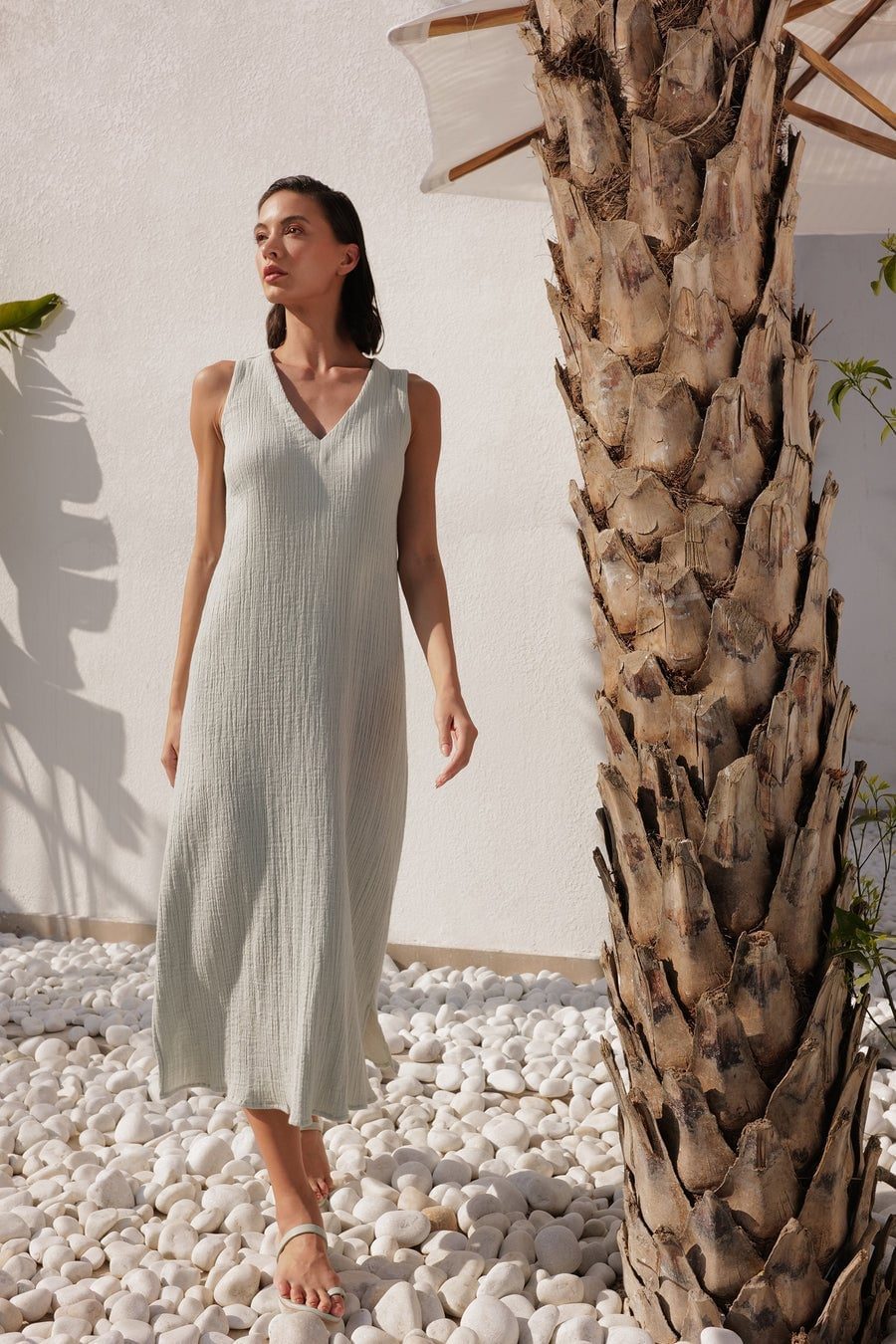 Pale Green Gauzy A-Line Midi Dress Pale Green Gauzy A-Line Midi Dress — Best Trendy Outfits