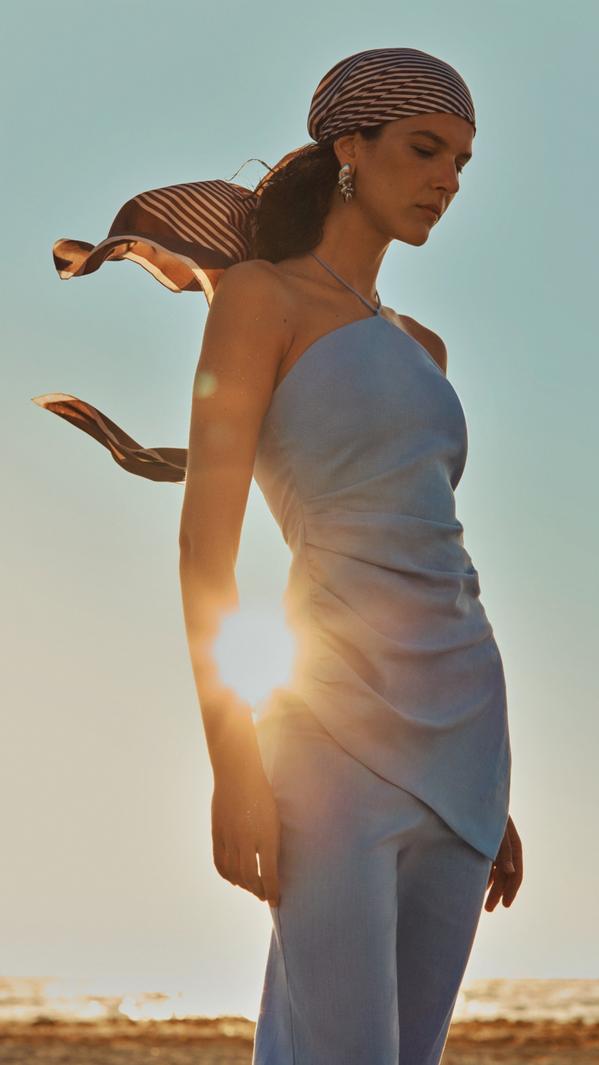 Light Blue Asymmetrical Draped Dress Light Blue Asymmetrical Draped Dress — Best Trendy Outfits