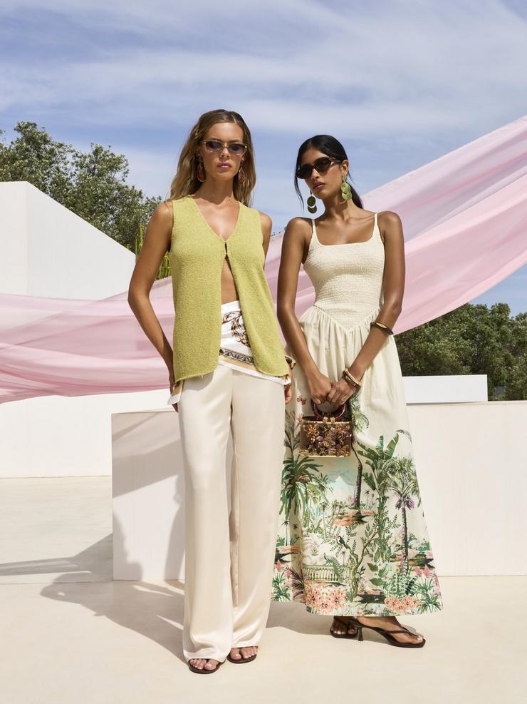 Lime Green Knit Vest with Silk Trousers Lime Green Knit Vest with Silk Trousers — Best Trendy Outfits