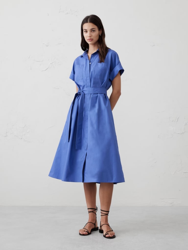 Royal Blue Linen-Blend Shirt Dress — Best Types of Dresses