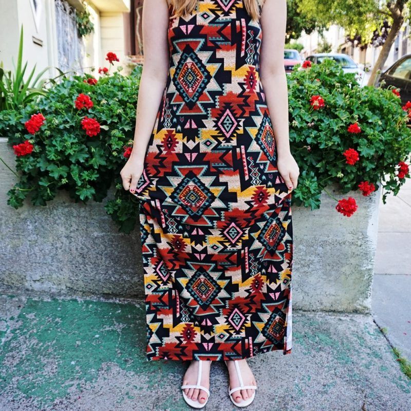 Multi-Colored Geometric Print Maxi Dress — Best Types of Dresses