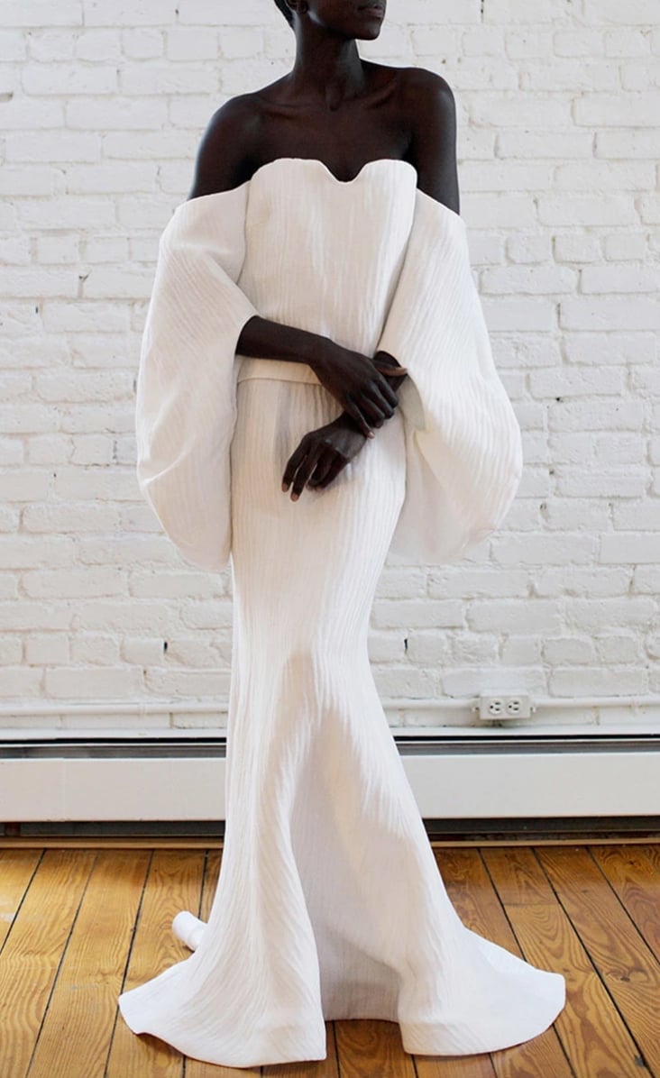 White Textured Off-The-Shoulder Voluminous Sleeve Dress White Textured Off-The-Shoulder Voluminous Sleeve Dress — Best Unique Dresses