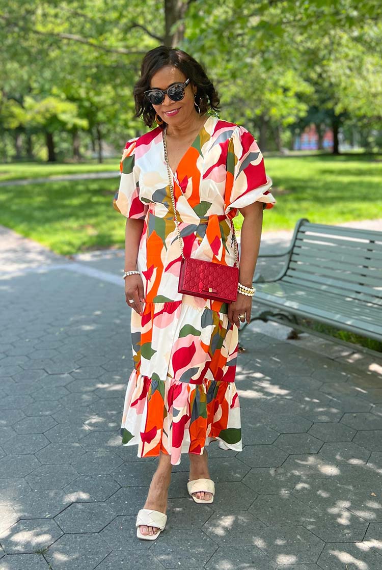 Multi-colored Abstract Print Midi Wrap Dress Multi-colored Abstract Print Midi Wrap Dress — Best Unique Dresses