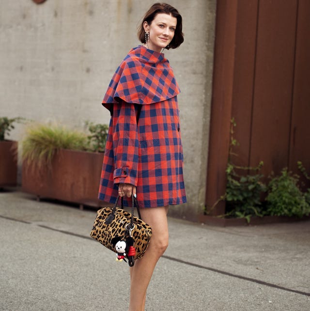 Red and Blue Gingham Cape Overlay A-line Dress Red and Blue Gingham Cape Overlay A-line Dress — Best Unique Dresses