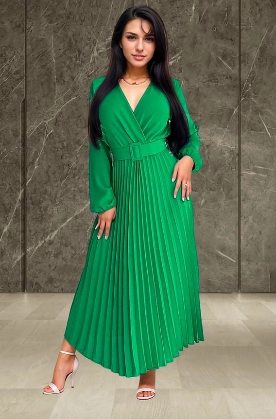 Green Pleated Fit and Flare Maxi Dress Green Pleated Fit and Flare Maxi Dress — Best Unique Dresses