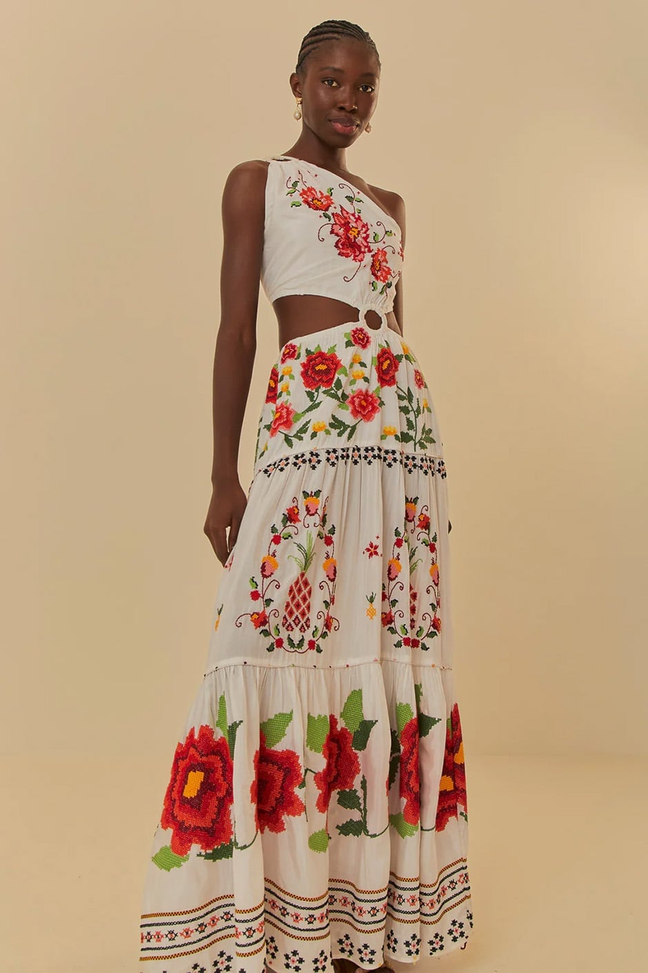 White Embroidered One-Shoulder Maxi Dress White Embroidered One-Shoulder Maxi Dress — Best Unique Dresses