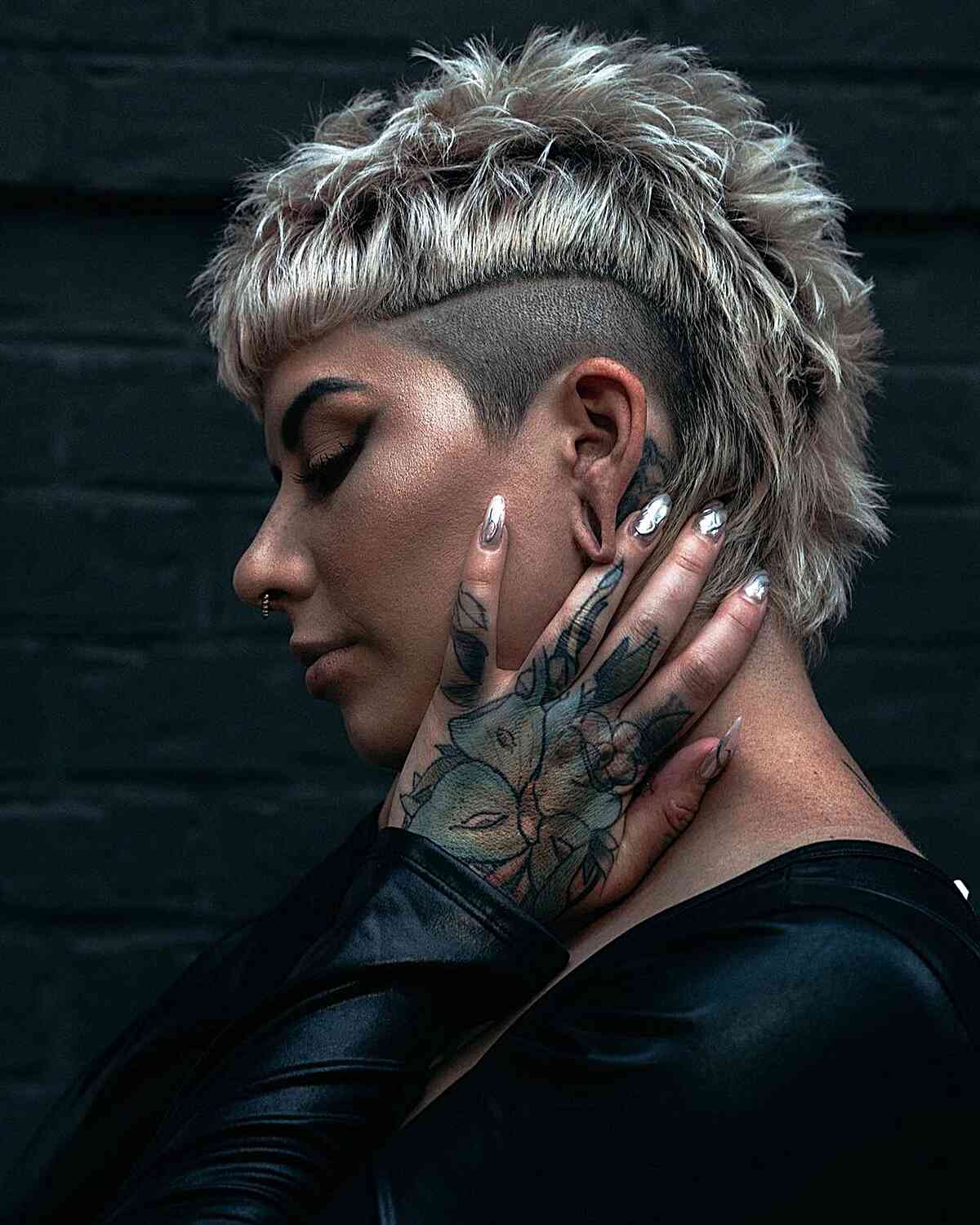 Platinum Blonde Mullet With Textured Spiky Top — Best Unique Hairstyles