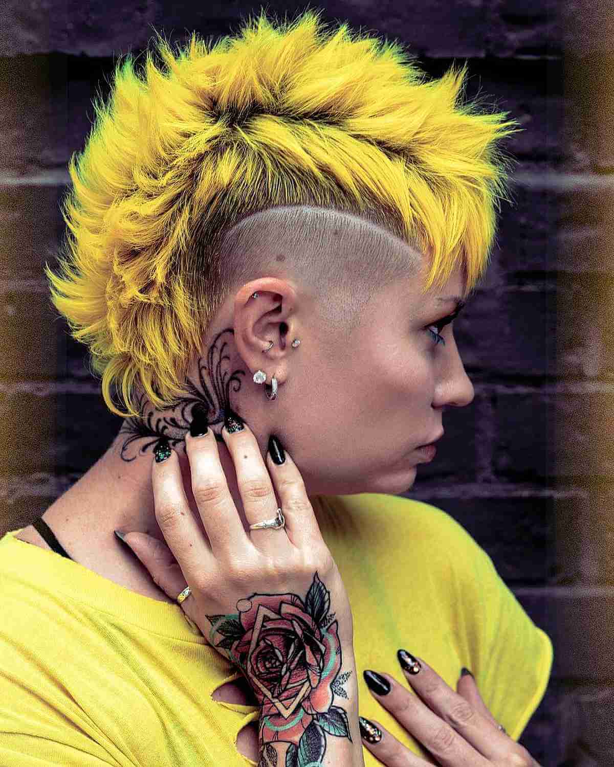 Bright Yellow Spiky Mohawk With Undercut — Best Unique Hairstyles