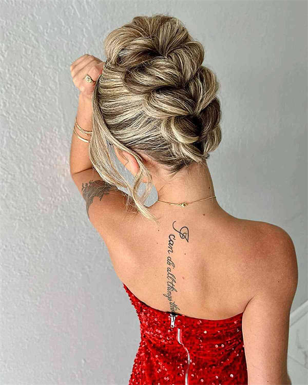 Blonde Mid-Back Braided Updo — Best Unique Hairstyles