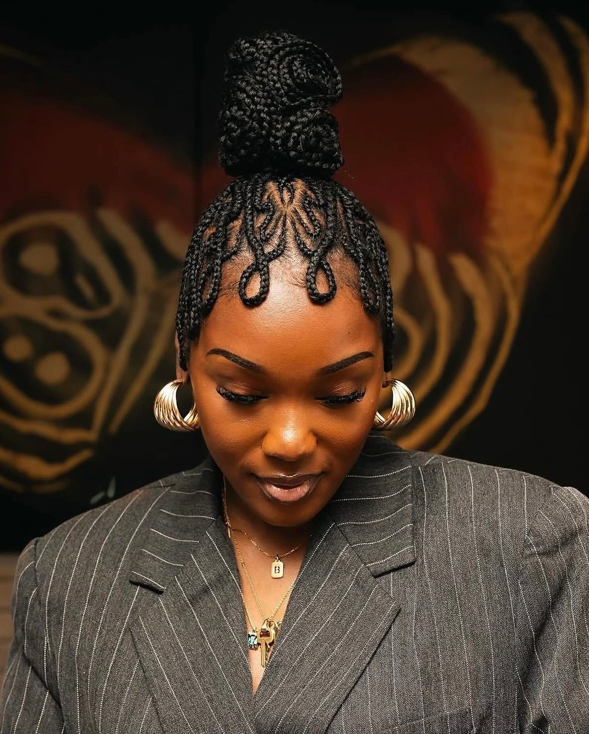 Black Coily Hair Intricate Braided Pattern Updo — Best Unique Hairstyles