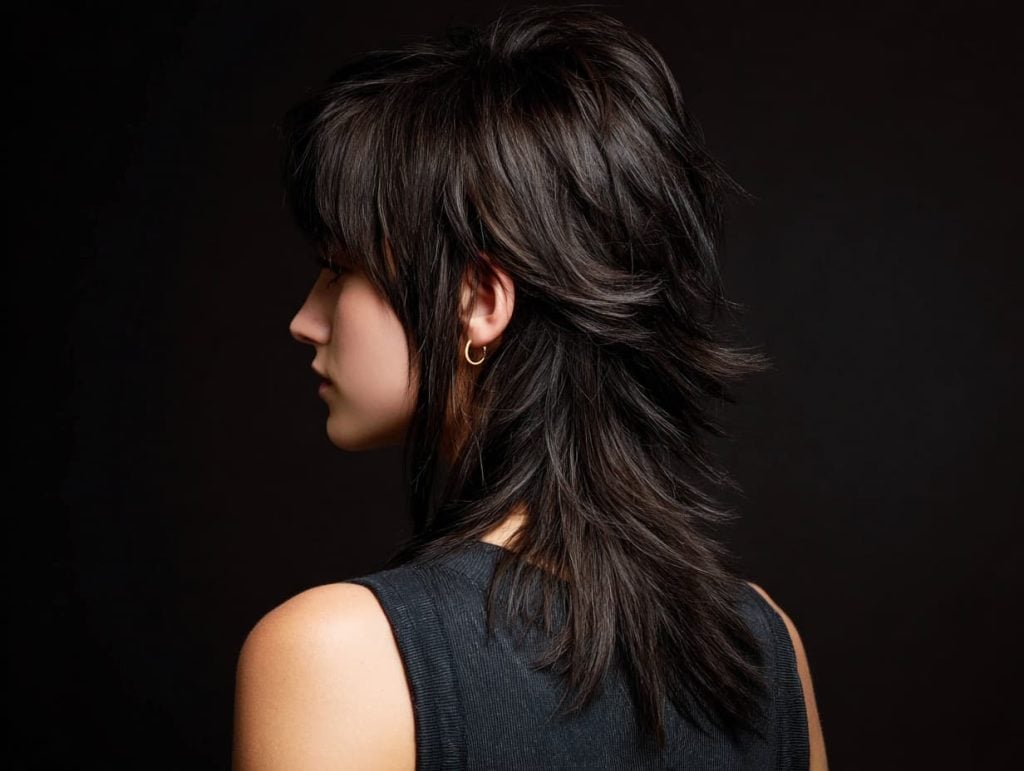 Dark Brown Shag With Choppy Layers And Curtain Bangs — Best Unique Hairstyles