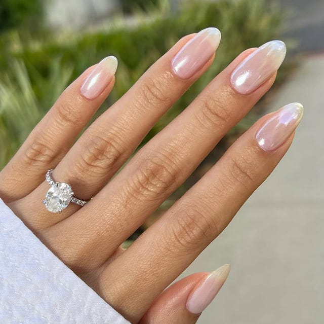 Milky Pearlescent Sheer Nude Almond Nails Milky Pearlescent Sheer Nude Almond Nails — Best Unique Nails