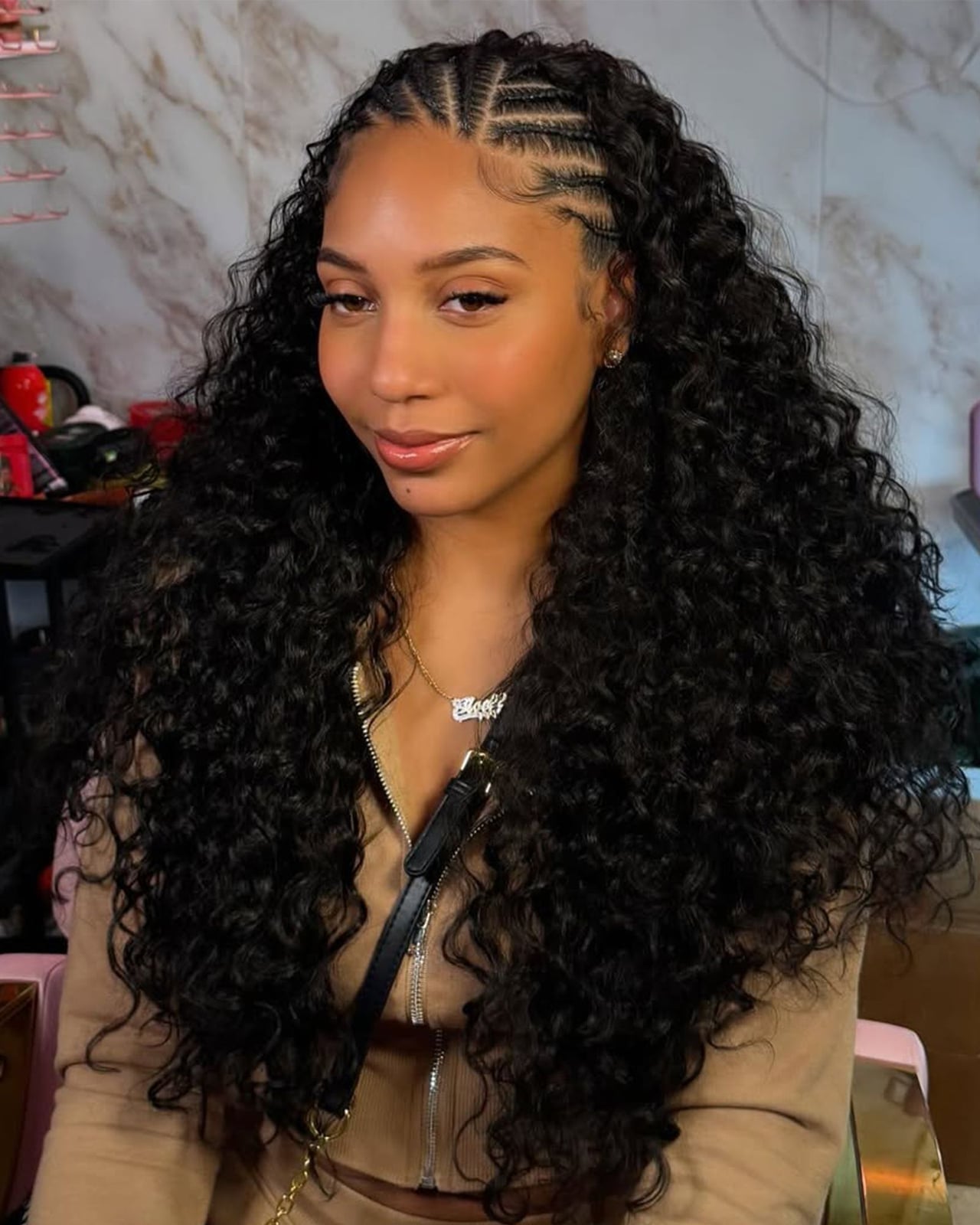 Loose Curls With Small Accent Braids Loose Curls With Small Accent Braids — Braids Easy Ideas