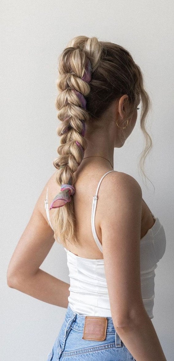 Collarbone Braid With Colorful Accents Collarbone Braid With Colorful Accents — Braids Easy Ideas