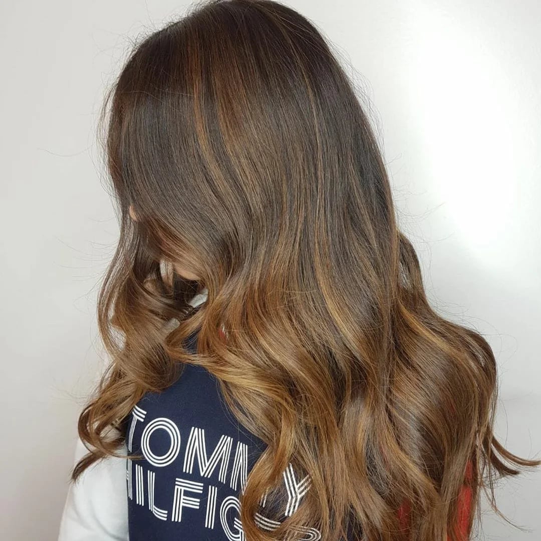 Dark Brown With Caramel Balayage Blowout Dark Brown With Caramel Balayage Blowout — Brunette Hair Inspiration